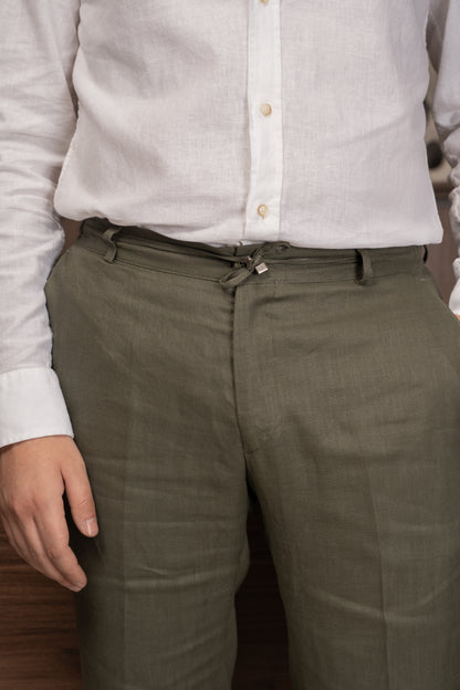 OLIVE CASUAL LINEN SUIT