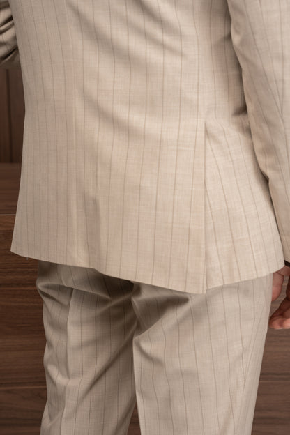 BEIGE LINED DOBETTI SUIT