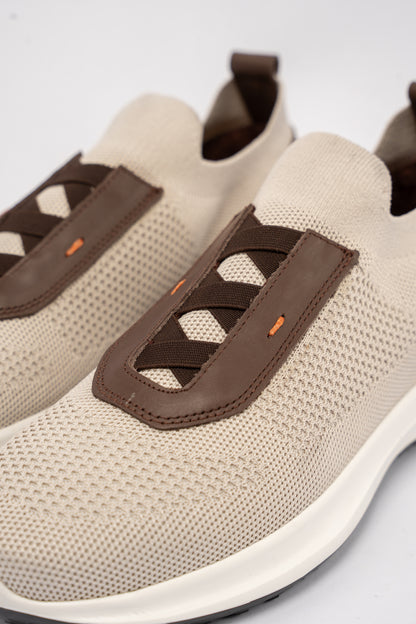 BEIGE BROWN CASUAL ELASTIC SNEAKER