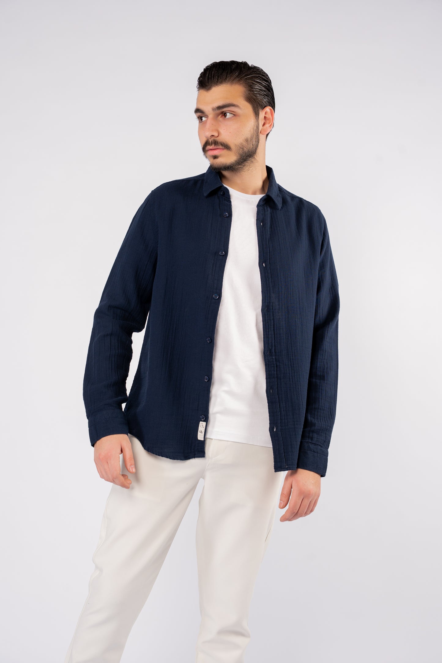 NAVY DOUBLE GAUZE SHIRT