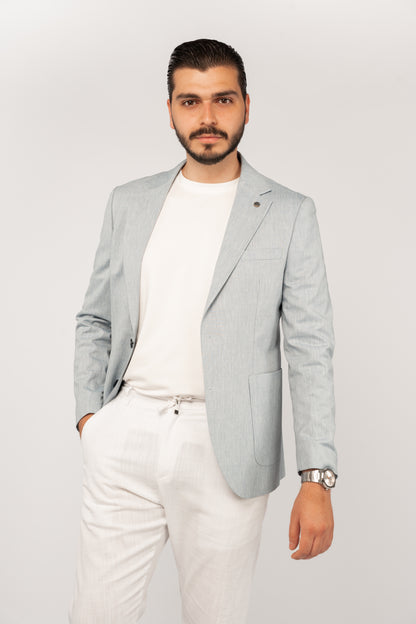 BLUE SEMI LINEN BLAZER