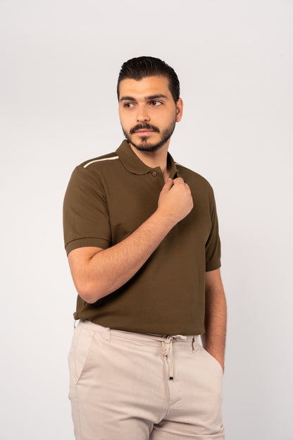 OLIVE CASUAL BUTTON POLO
