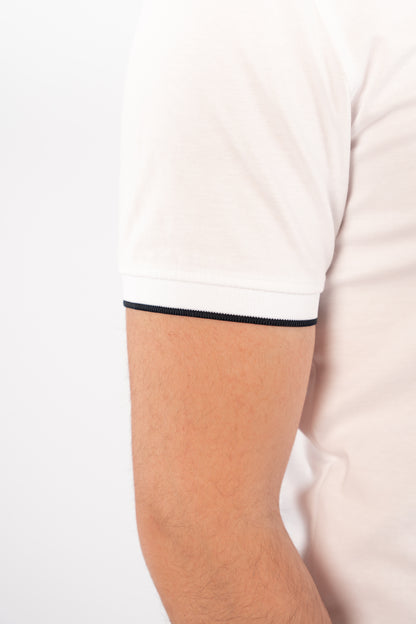 WHITE CASUAL COLLAR MERCERIZED POLO