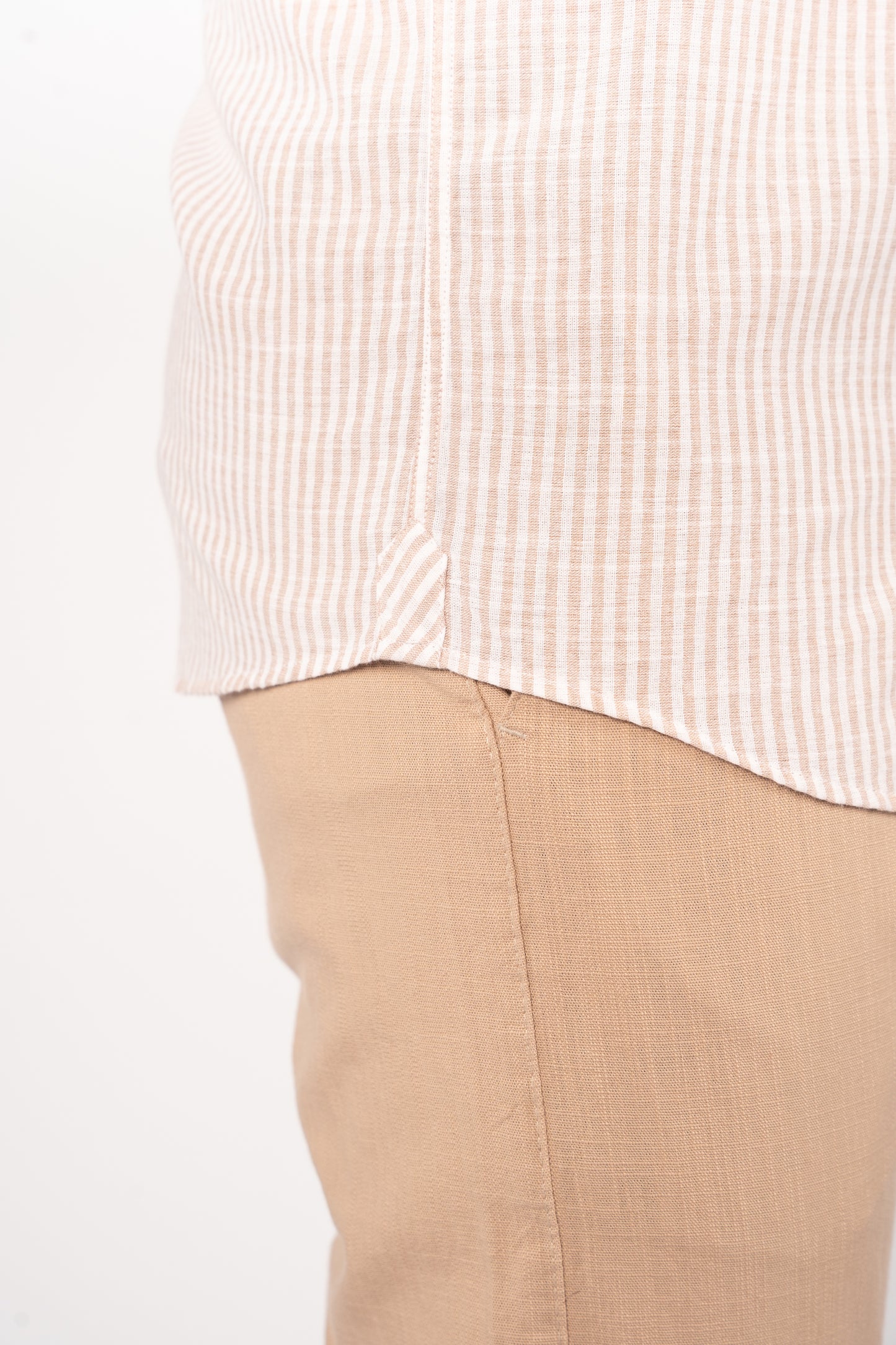 BEIGE LINED OXFORD SHIRT