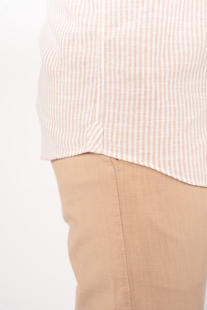 BEIGE LINED OXFORD SHIRT
