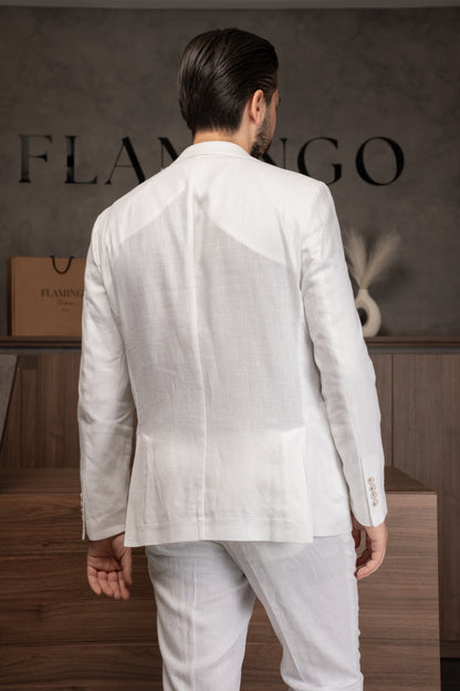 WHITE CASUAL LINEN SUIT