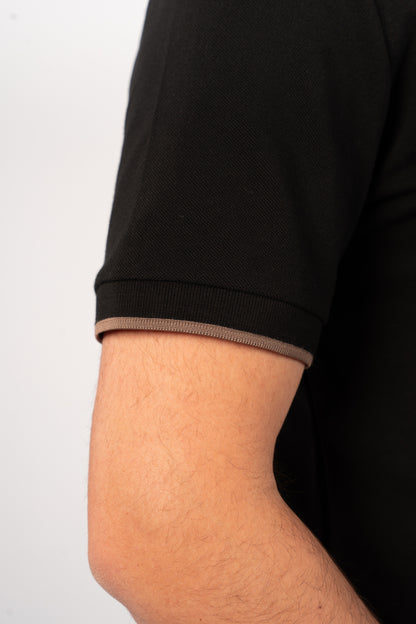 BLACK BROWN LINE VNECK POLO