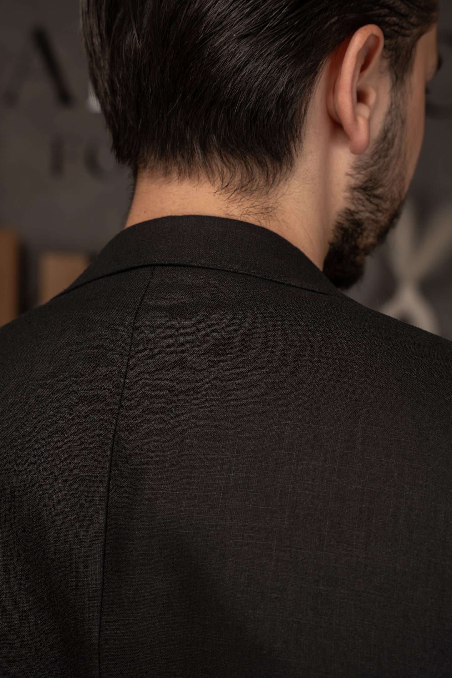 BLACK CASUAL LINEN SUIT