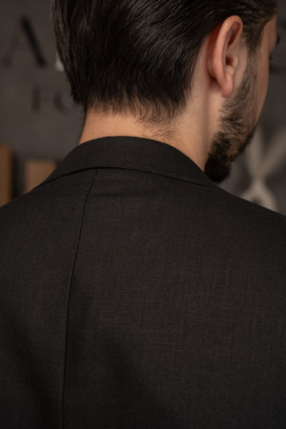 BLACK CASUAL LINEN SUIT