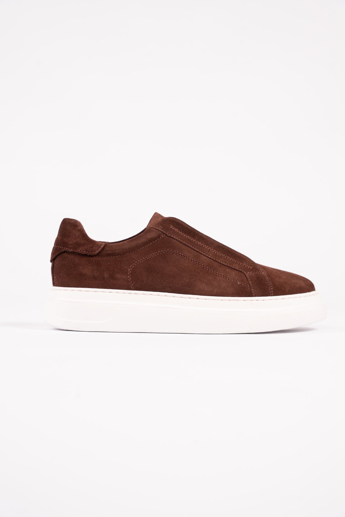 BROWN SUEDE HIGHSOLE ELASTIC SNEAKER