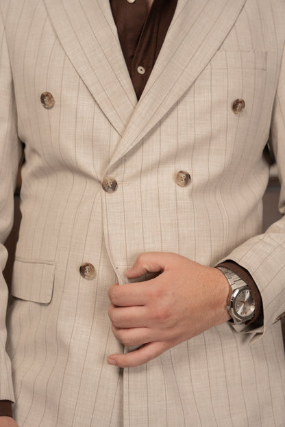 BEIGE LINED DOBETTI SUIT