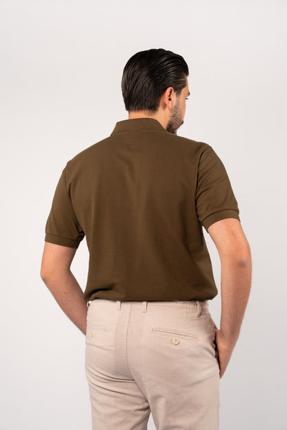 OLIVE CASUAL BUTTON POLO