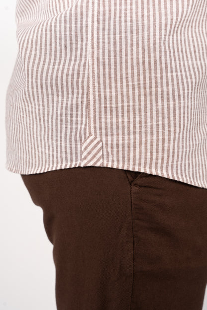 BROWN LINED OXFORD SHIRT