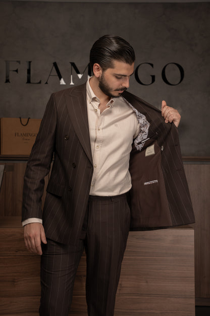 BROWN LINED DOBETTI SUIT