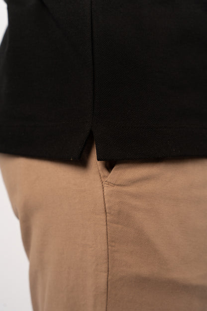 BLACK BROWN LINE VNECK POLO