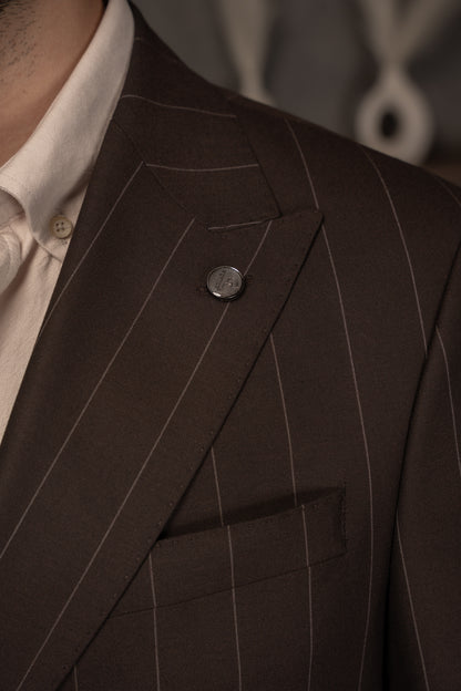 BROWN LINED DOBETTI SUIT
