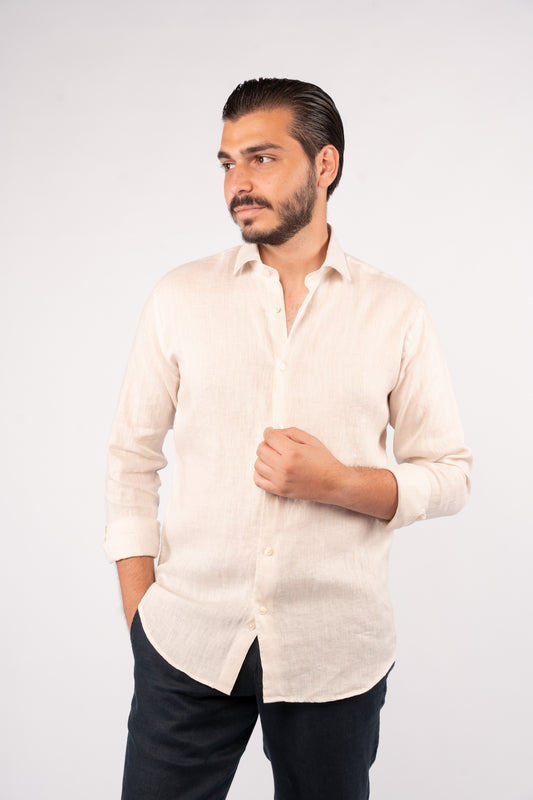 BEIGE 100% LINEN SHIRT