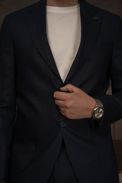NAVY CASUAL LINEN SUIT