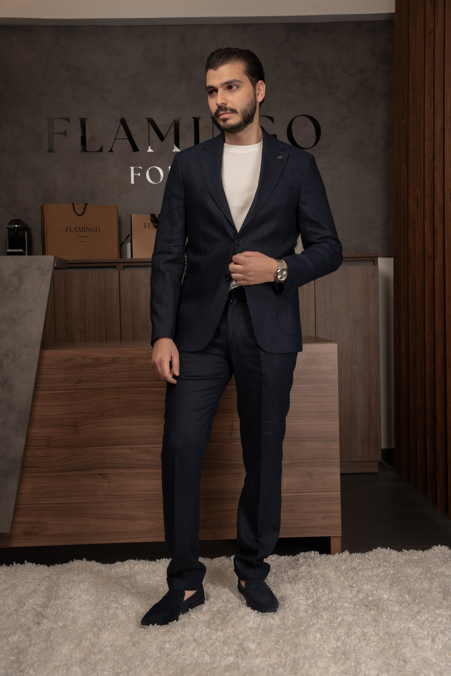 NAVY CASUAL LINEN SUIT