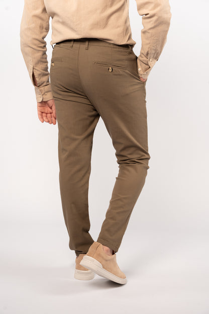 OLIVE LINEN TROUSERS
