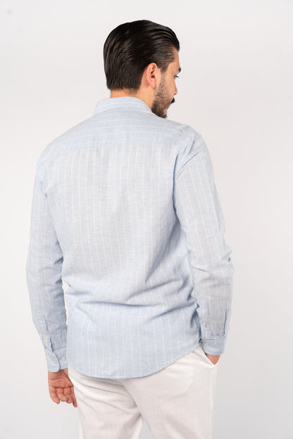 BLUE WHITE LINE LINEN SHIRT