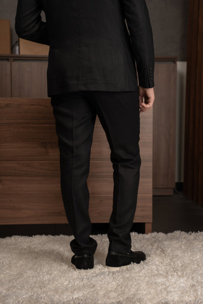 BLACK CASUAL LINEN SUIT