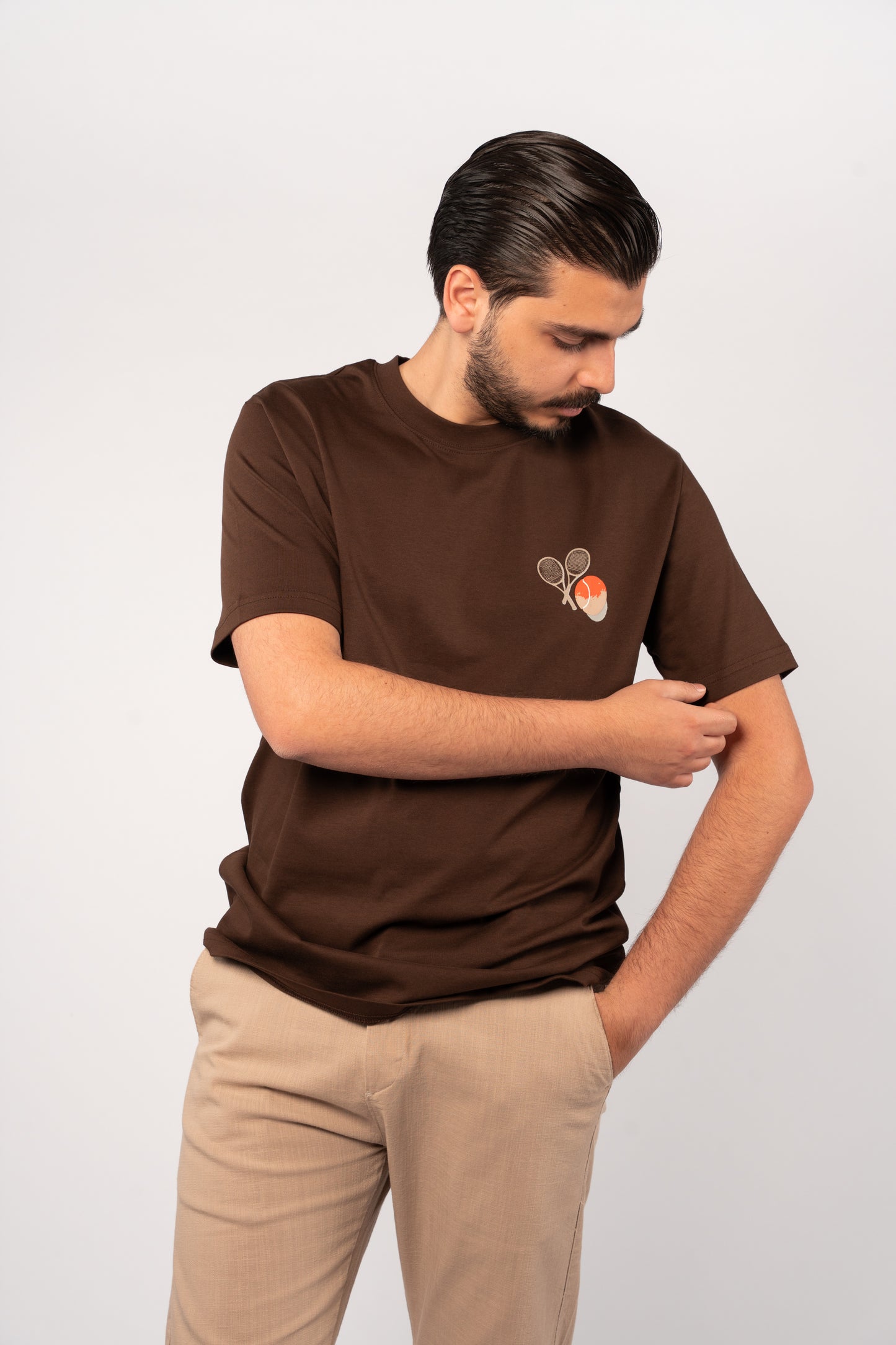 BROWN TENNIS THICK TSHIRT
