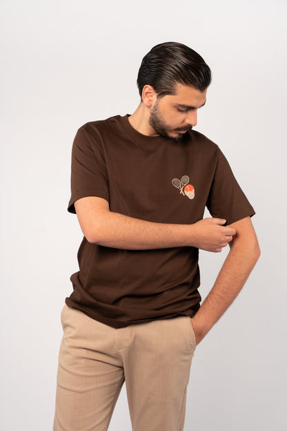 BROWN TENNIS THICK TSHIRT