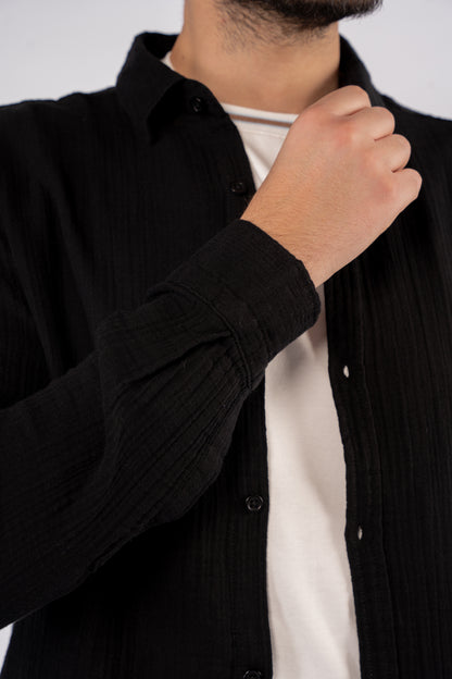 BLACK DOUBLE GAUZE SHIRT