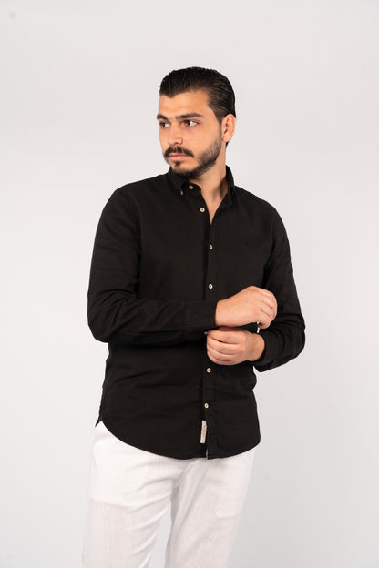 BLACK LINEN SHIRT