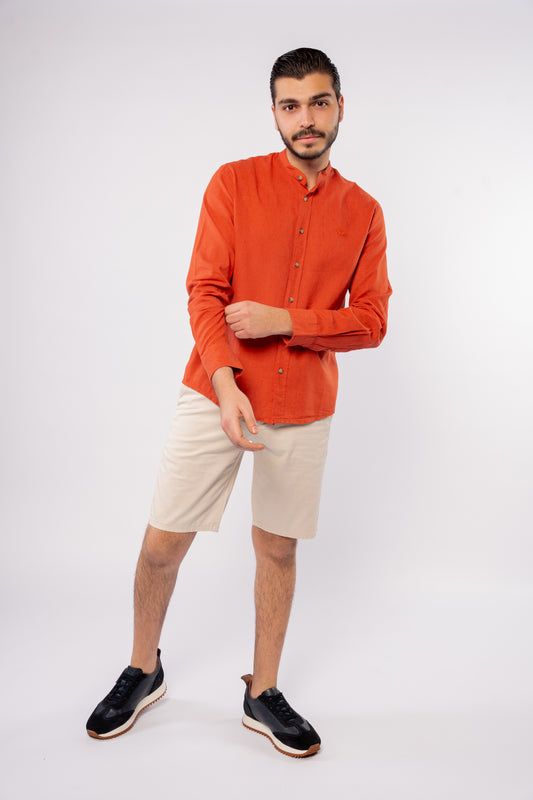 VERMILLION CHINESE LINEN SHIRT