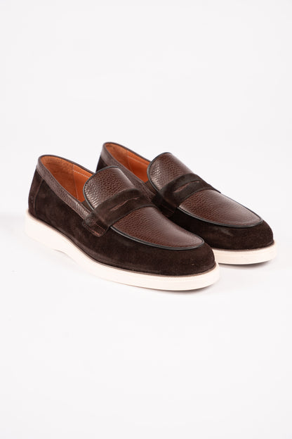 BROWN MIXED PENNY LOAFER