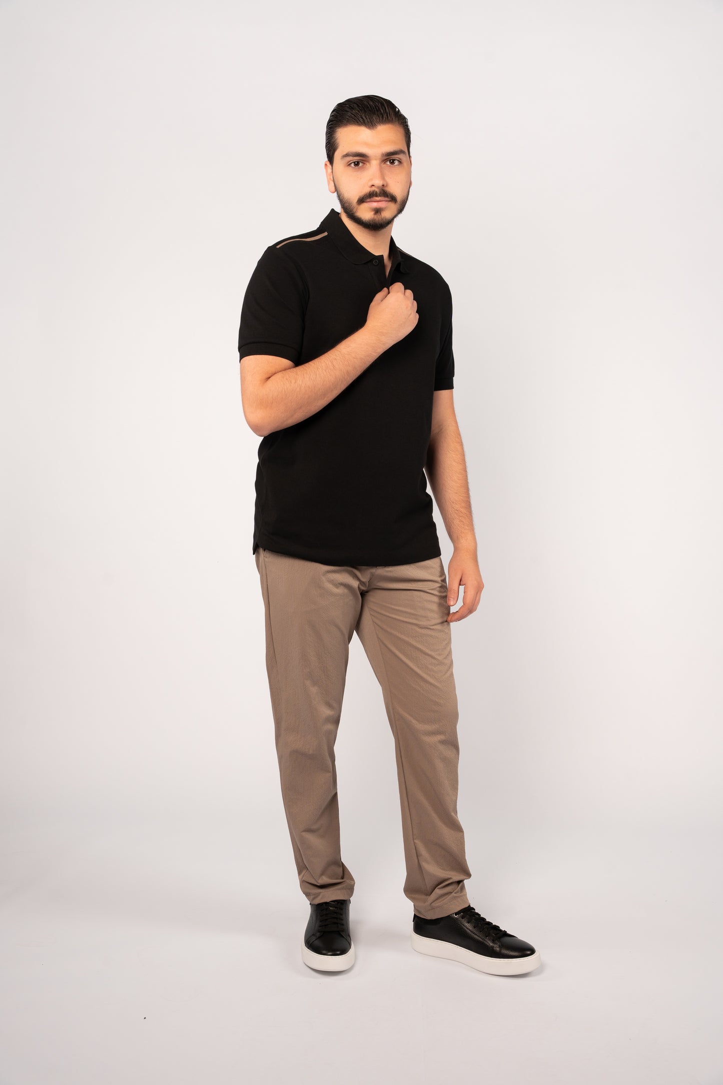 BLACK CASUAL BUTTON POLO