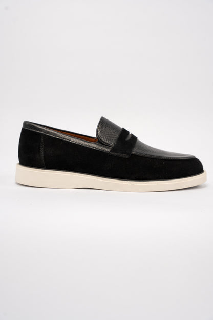 BLACK MIXED PENNY LOAFER