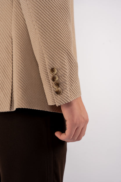 BEIGE DIAGONAL TEXTURE BLAZER