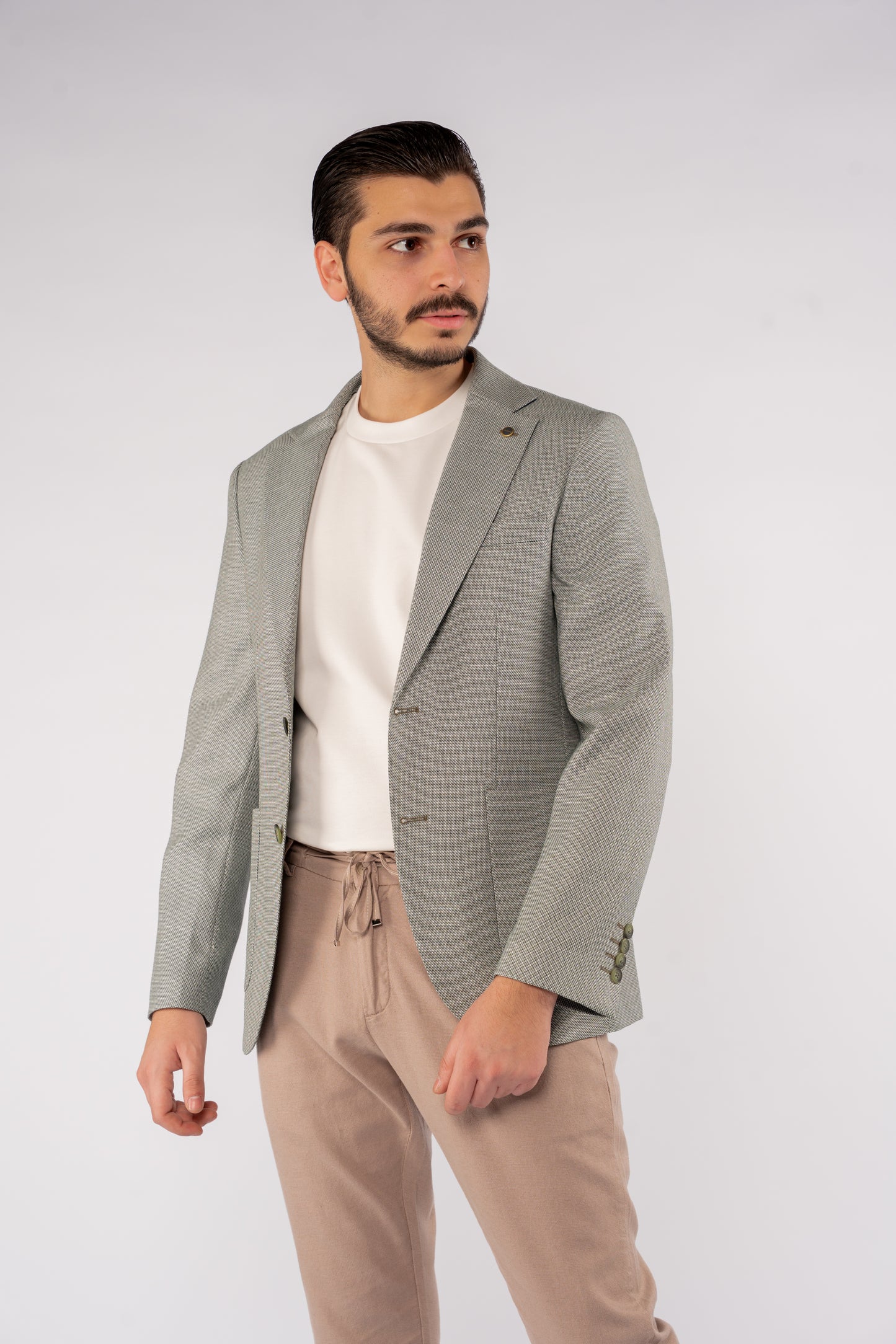OLIVE MINIMAL ZIGZAG BLAZER