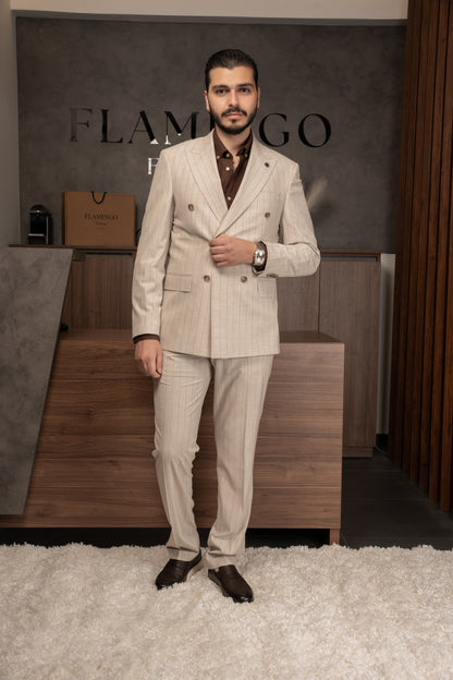 BEIGE LINED DOBETTI SUIT