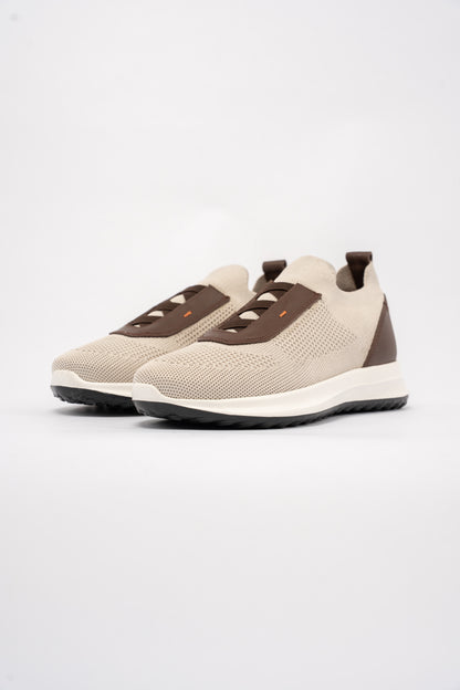 BEIGE BROWN CASUAL ELASTIC SNEAKER