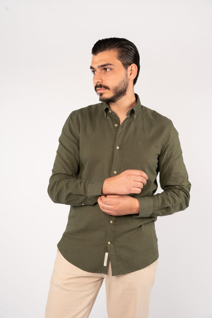 OLIVE LINEN SHIRT