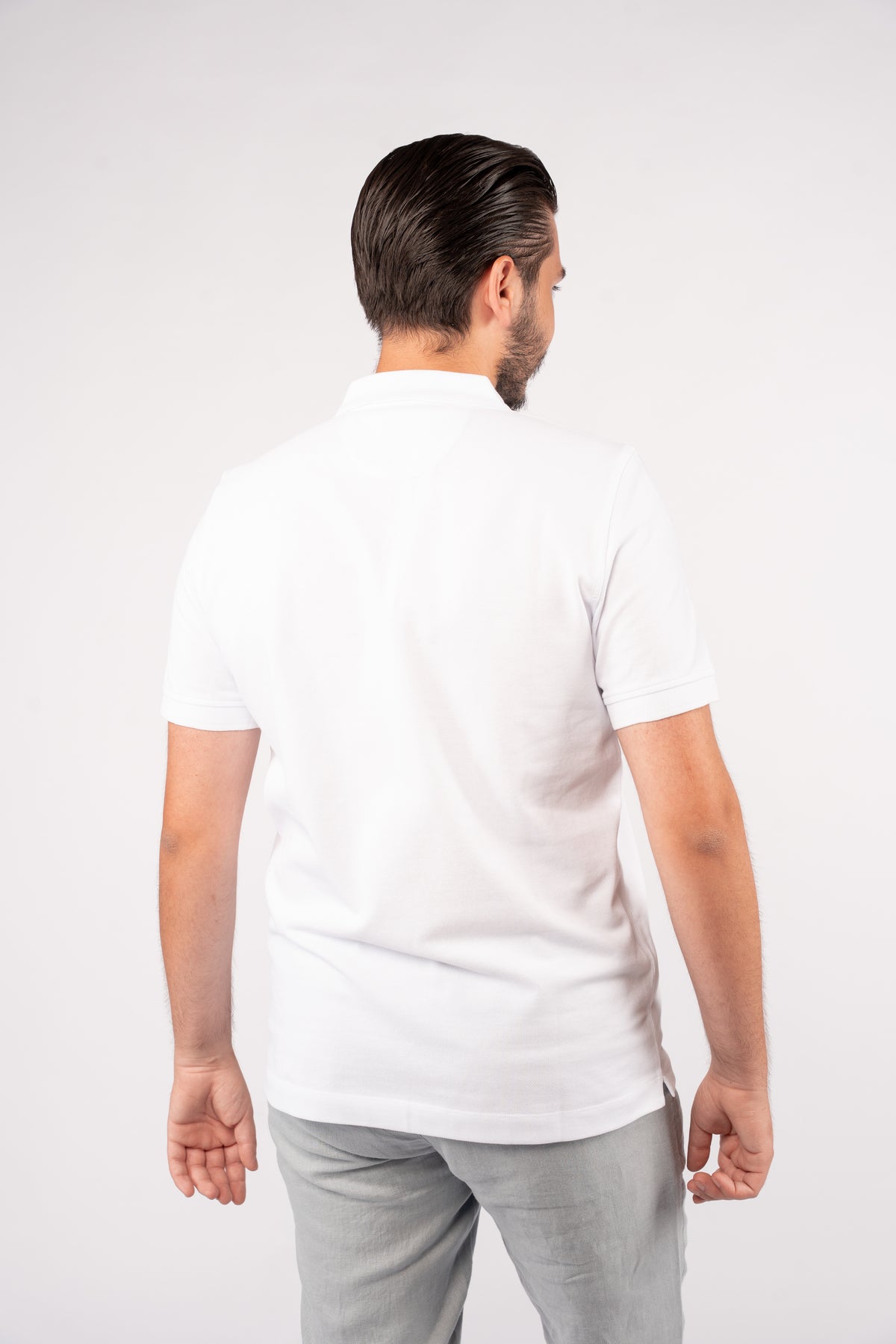 WHITE 100% COTTON BUTTON POLO