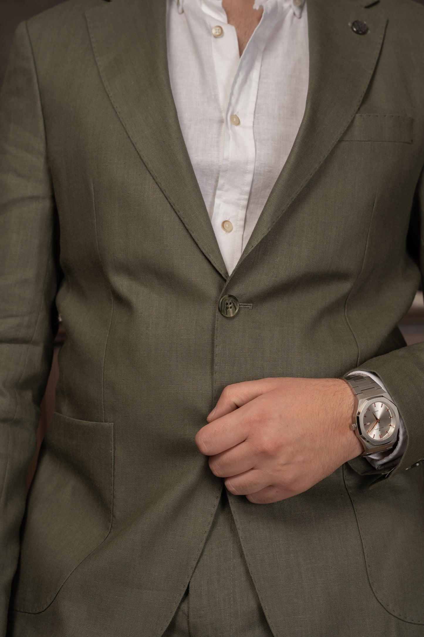 OLIVE CASUAL LINEN SUIT