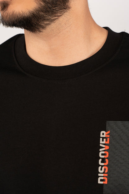 BLACK DISCOVER THICK RELAXED TSHIRT