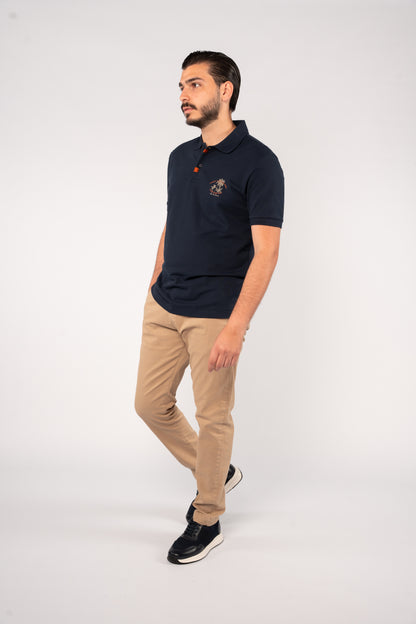 NAVY MINIMAL PALM POLO