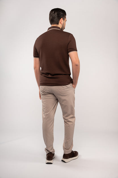 BROWN CLIP BUTTON POLO
