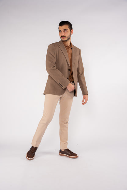 MOCHA DIAGONAL TEXTURE BLAZER