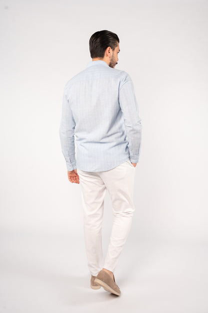 BLUE WHITE LINE LINEN SHIRT