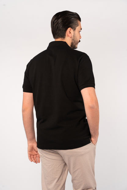 BLACK MINIMAL PALM POLO