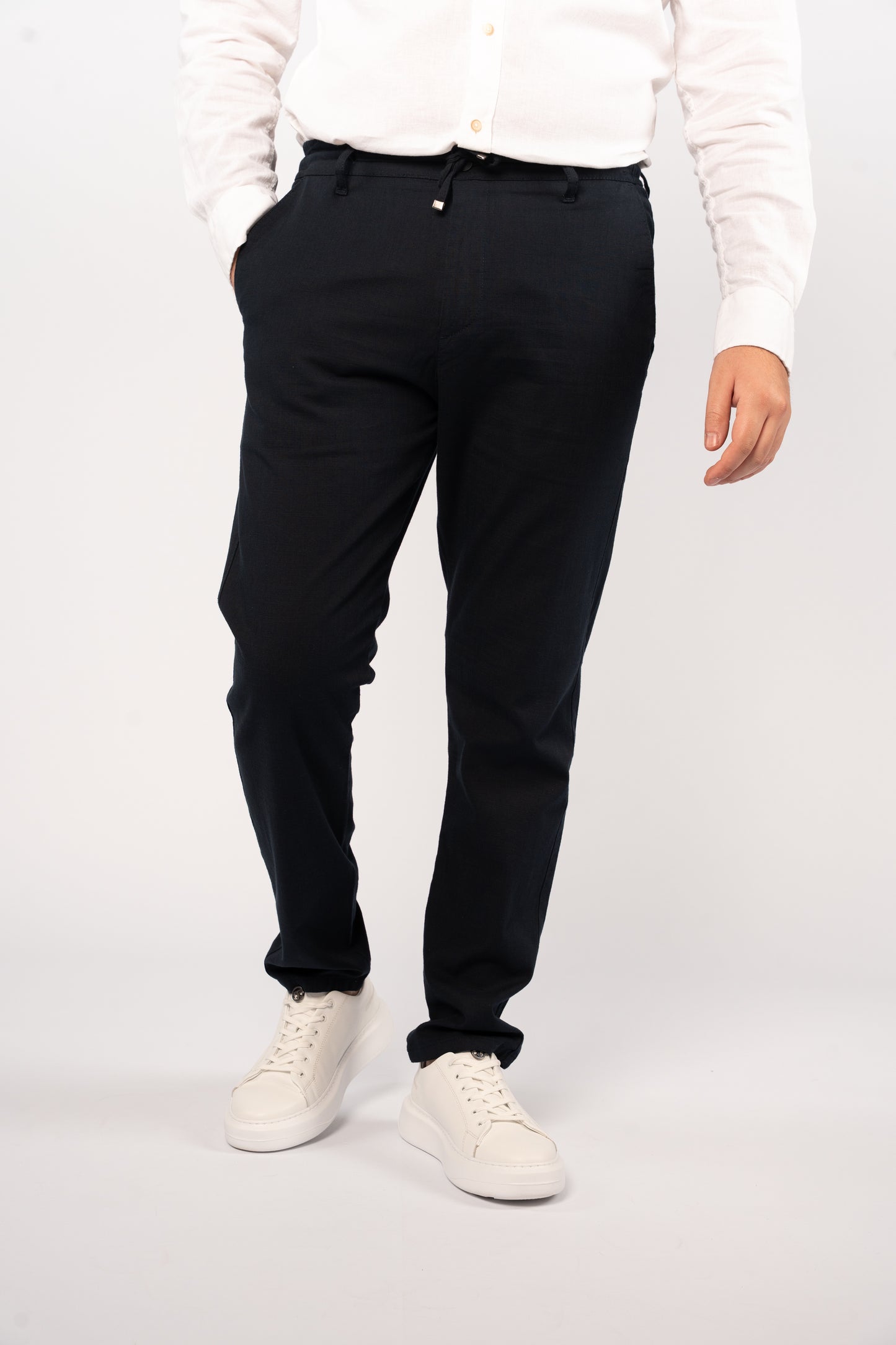 NAVY LINEN TROUSERS