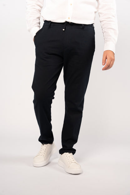 NAVY LINEN TROUSERS