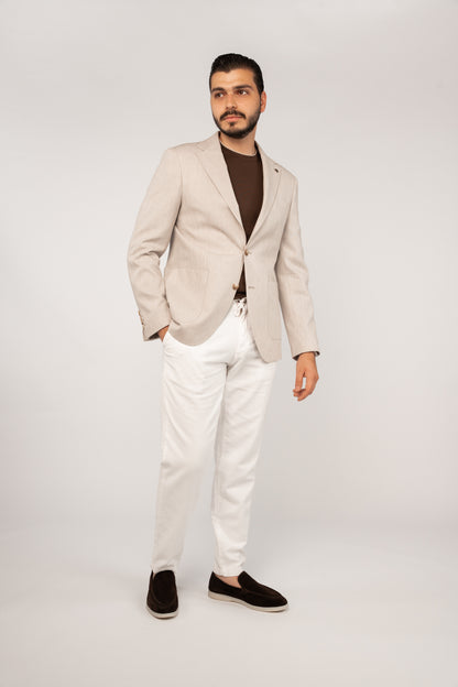 BEIGE SEMI LINEN BLAZER